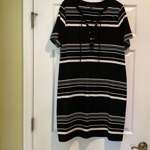 Women’s White House Black Market Black & White Striped Dress, Size 2X